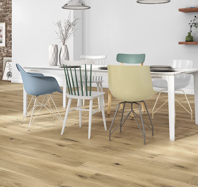 Parquet contrecollé DOMAINE 180 CHENE AUTHENTIQUE, chêne naturel, verni, larg. 18.00 cm