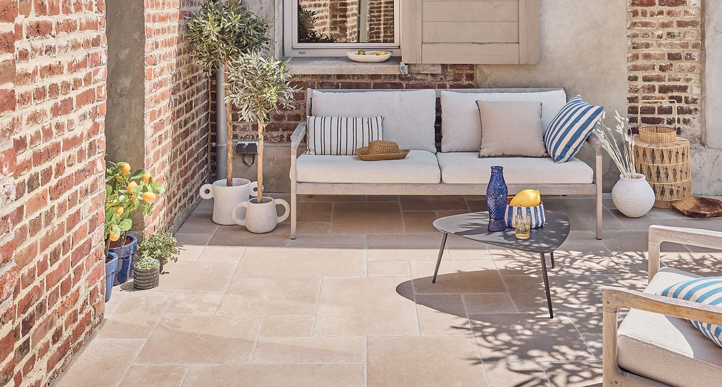 Carrelage MONASTERE BEIGE, aspect pierre 44x66cm, dim 44.00 x 66.00 cm