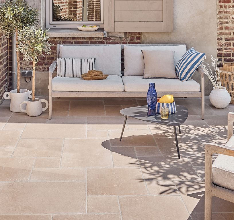 Carrelage MONASTERE BEIGE, aspect pierre 44x66cm, dim 44.00 x 66.00 cm