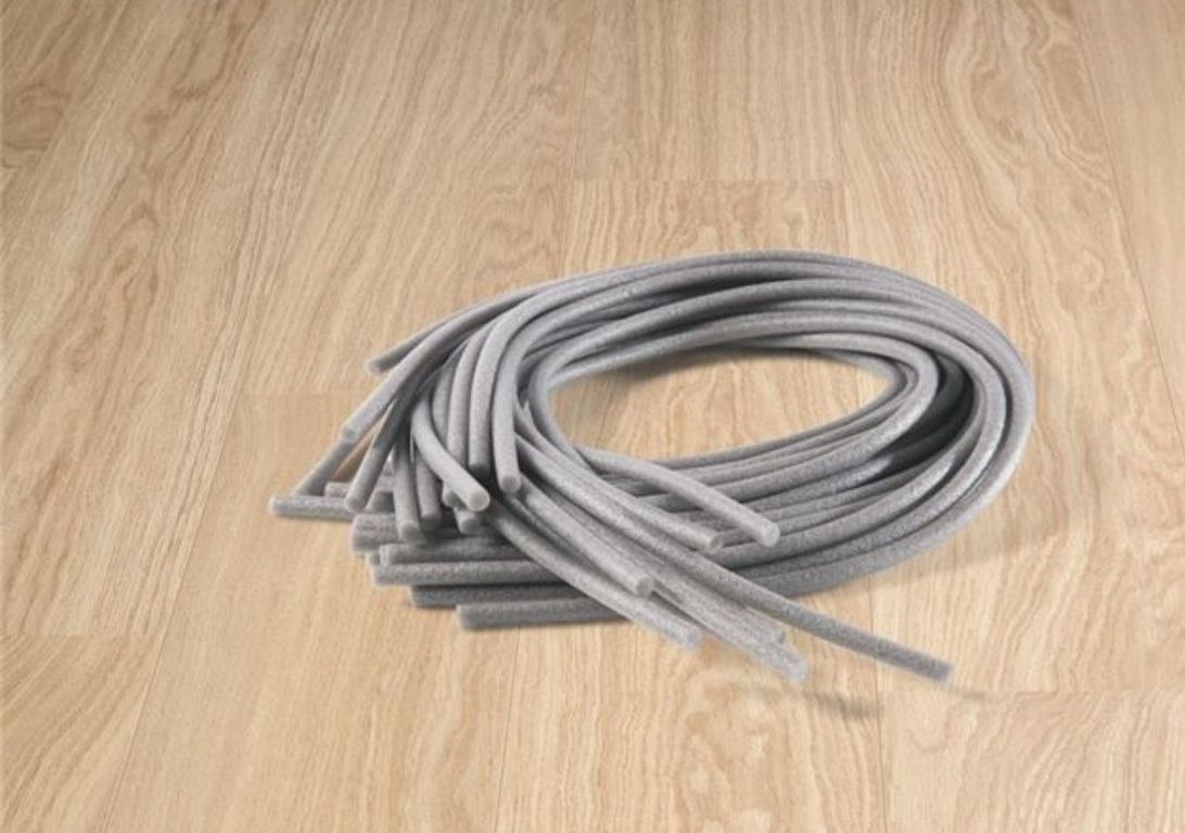 Bande de mousse pour étanchéité parquet et stratifié QS, polyéthylène, diam 10 mm x L.1m, kit de 20 bandes