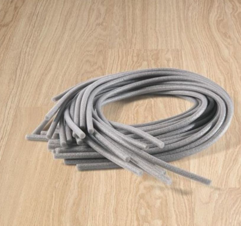 Bande de mousse pour étanchéité parquet et stratifié QS, polyéthylène, diam 10 mm x L.1m, kit de 20 bandes
