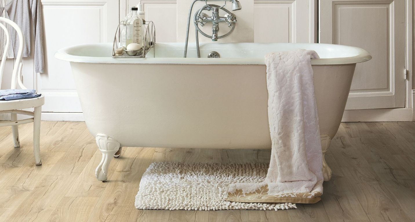 Sol stratifié IMPRESSIVE Quick Step, aspect Bois naturel beige, lame 19.00 x 138.00 cm