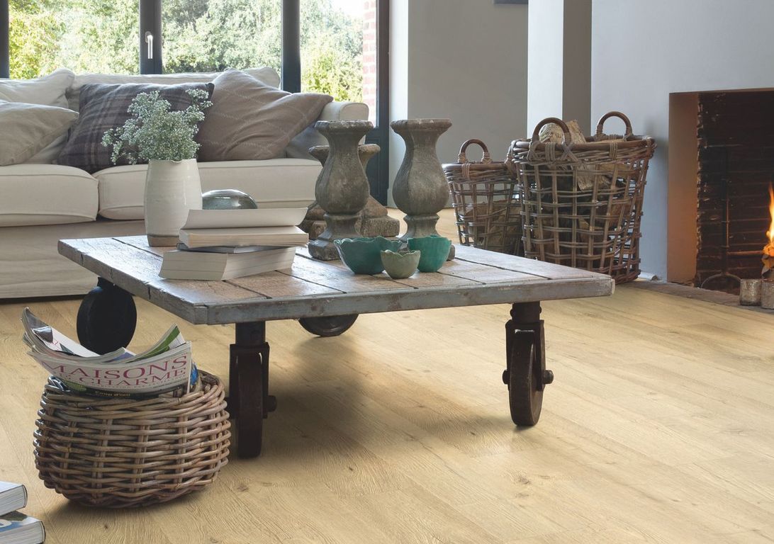 Sol stratifié IMPRESSIVE Quick Step, aspect Bois naturel sablé, lame 19.00 x 138.00 cm