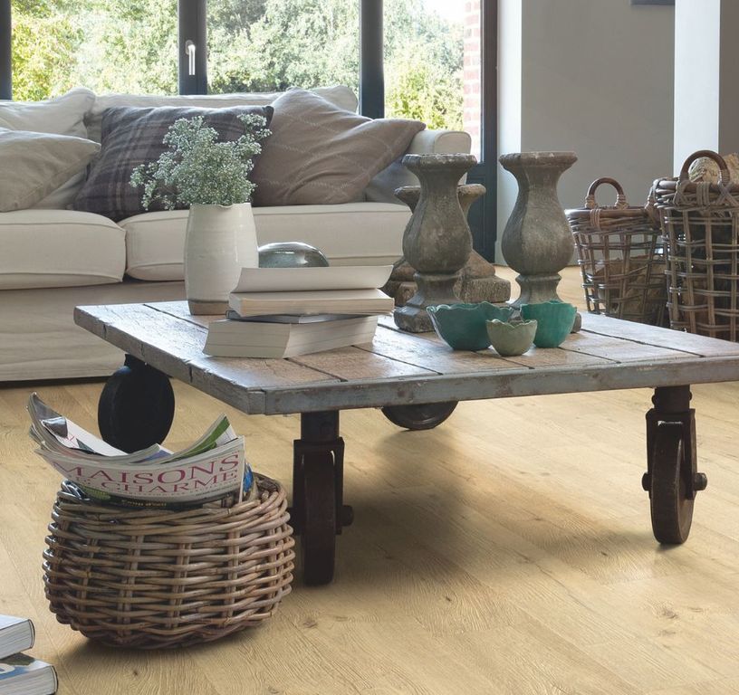 Sol stratifié IMPRESSIVE Quick Step, aspect Bois naturel sablé, lame 19.00 x 138.00 cm