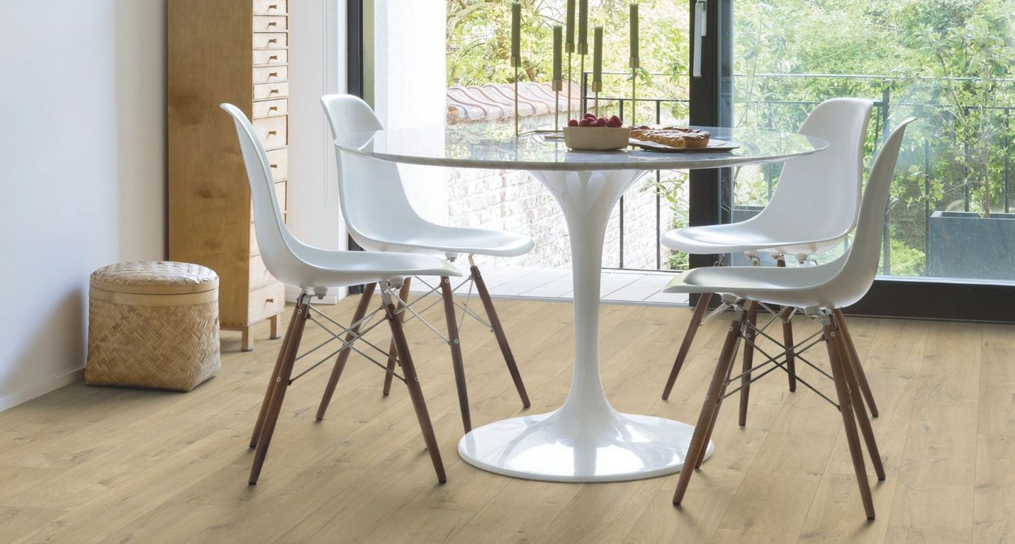 Sol stratifié IMPRESSIVE Quick Step, aspect Bois grisé mat, lame 19.00 x 138.00 cm