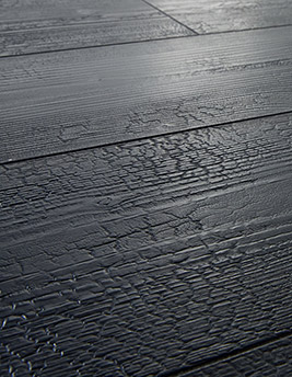 Sol stratifié IMPRESSIVE , aspect Bois brûlé noir, lame 19.00 x 138.00 cm