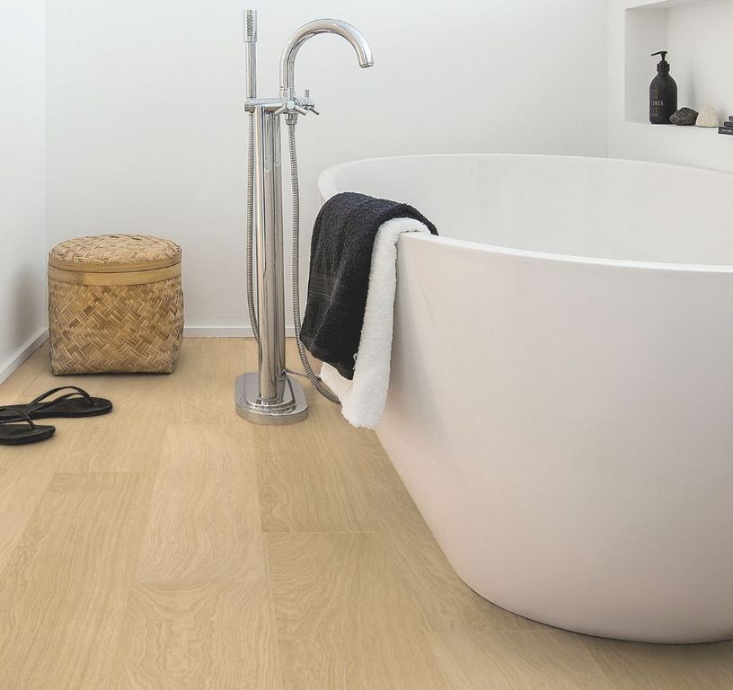 Sol stratifié IMPRESSIVE Quick Step, aspect Bois blond, lame 19.00 x 138.00 cm