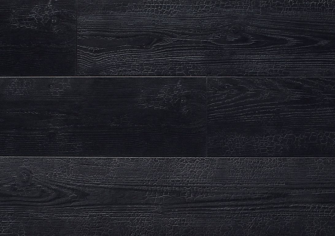 Sol stratifié IMPRESSIVE ULTRA Quick Step, aspect Bois brûlé noir, lame 19.00 x 138.00 cm