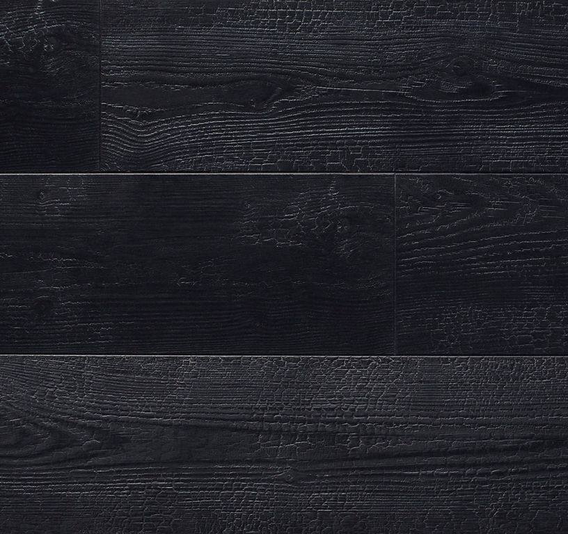 Sol stratifié IMPRESSIVE ULTRA Quick Step, aspect Bois brûlé noir, lame 19.00 x 138.00 cm