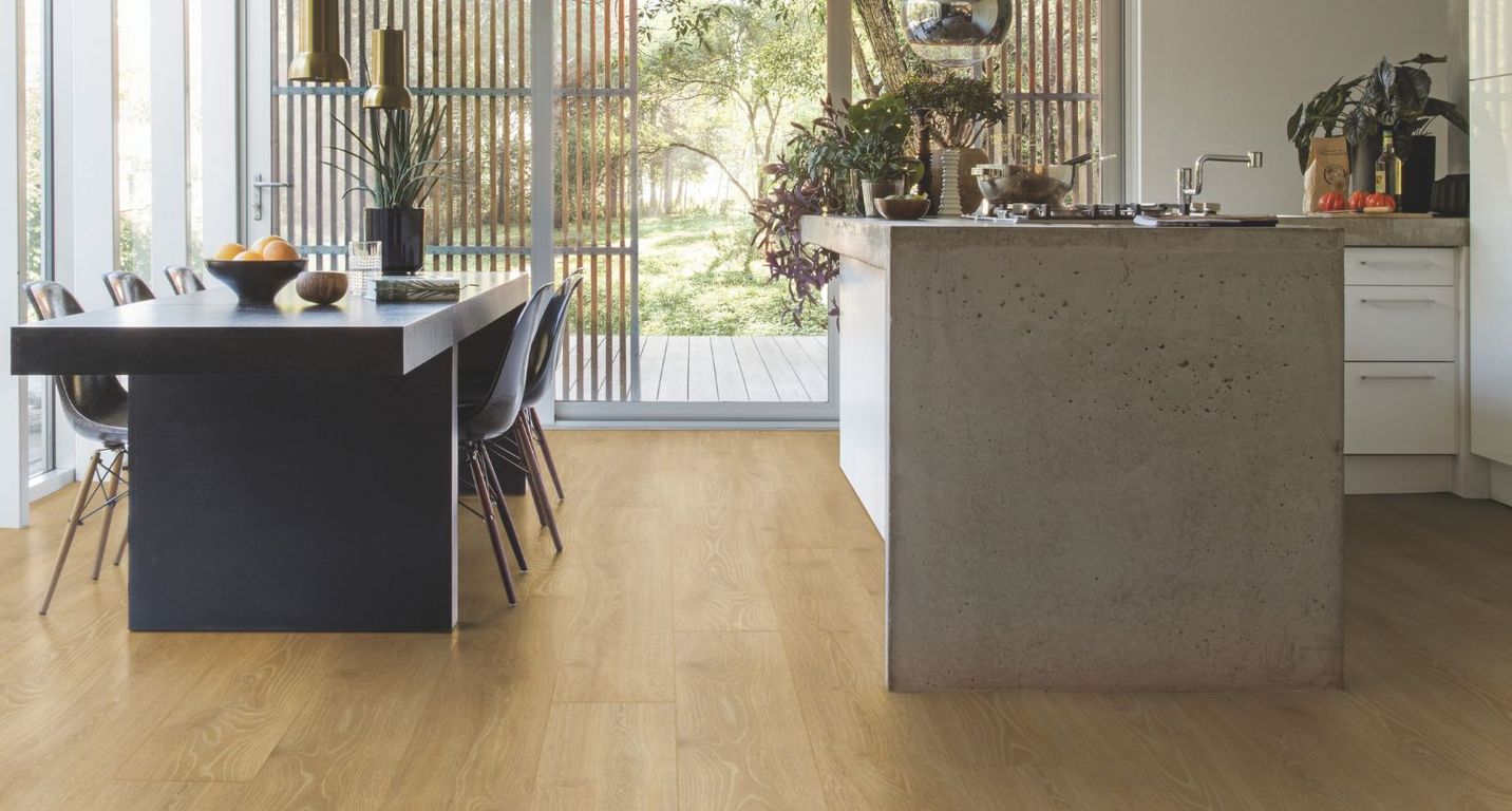 Sol stratifié MAJESTIC Quick Step, aspect Bois chêne des bois naturel, lame 24.00 x 205.00 cm