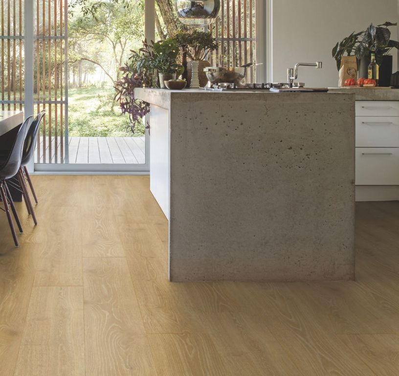 Sol stratifié MAJESTIC Quick Step, aspect Bois chêne des bois naturel, lame 24.00 x 205.00 cm
