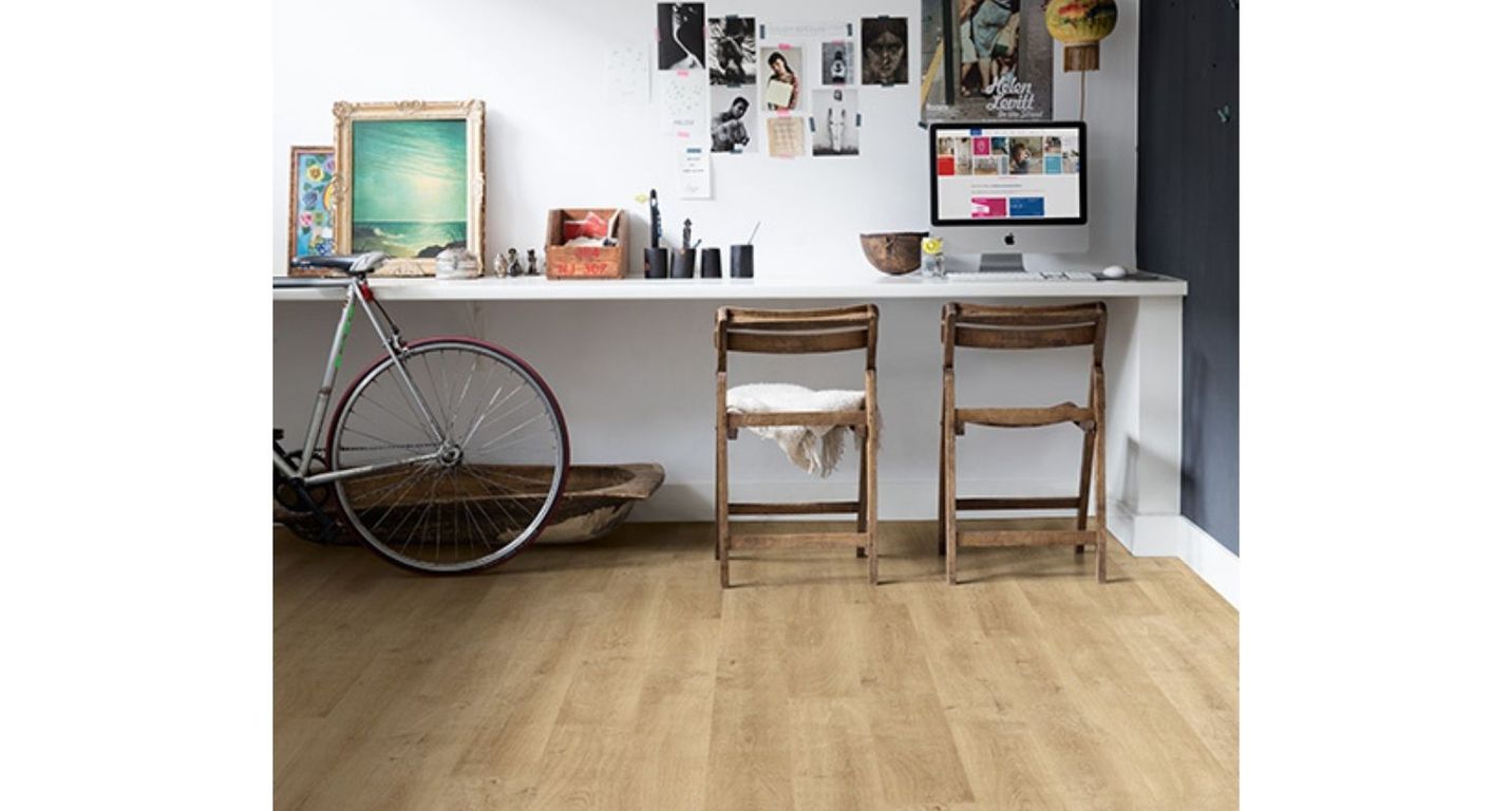 Sol stratifié ELIGNA HYDRO Quick Step, aspect Bois naturel, lame 15.60 x 138.00 cm