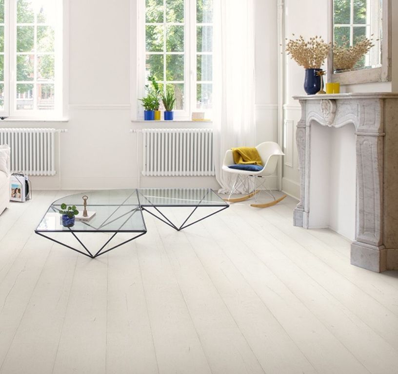 Sol stratifié CAPTURE Quick Step, aspect Bois peint blanc, lame 21.20 x 138.00 cm