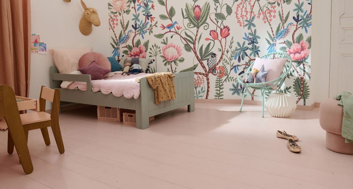 Sol stratifié CAPTURE Quick Step, aspect Bois peint rose, lame 21.20 x 138.00 cm