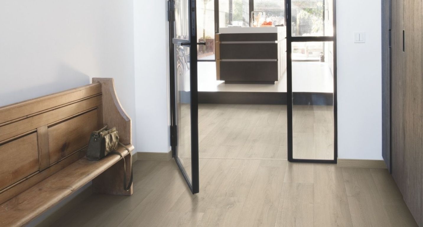 Sol stratifié CAPTURE Quick Step, aspect Bois brossé beige, lame 21.20 x 138.00 cm