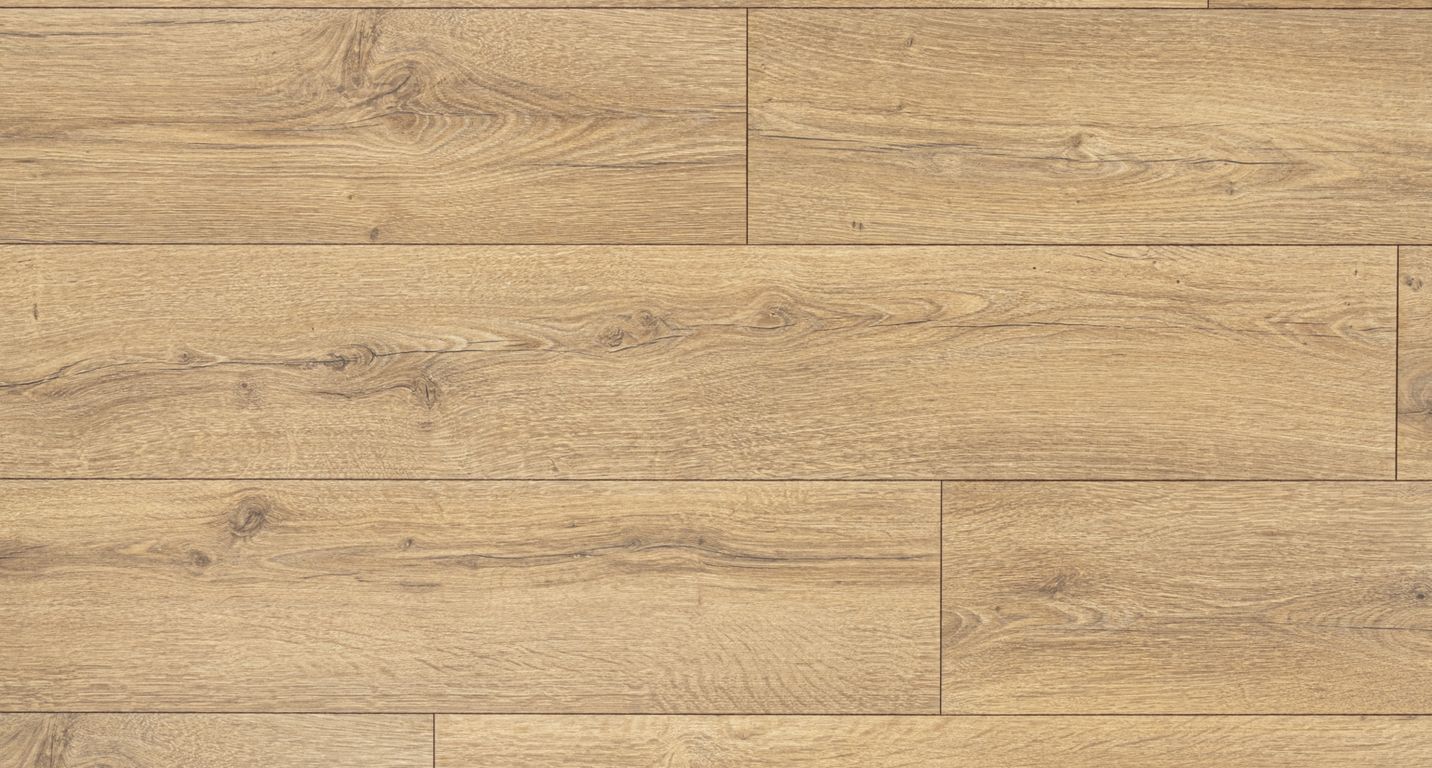 Sol stratifié QS CLASSIC HYDROSEAL Quick Step, aspect Bois chêne miel brun, lame 19.00 x 120.00 cm