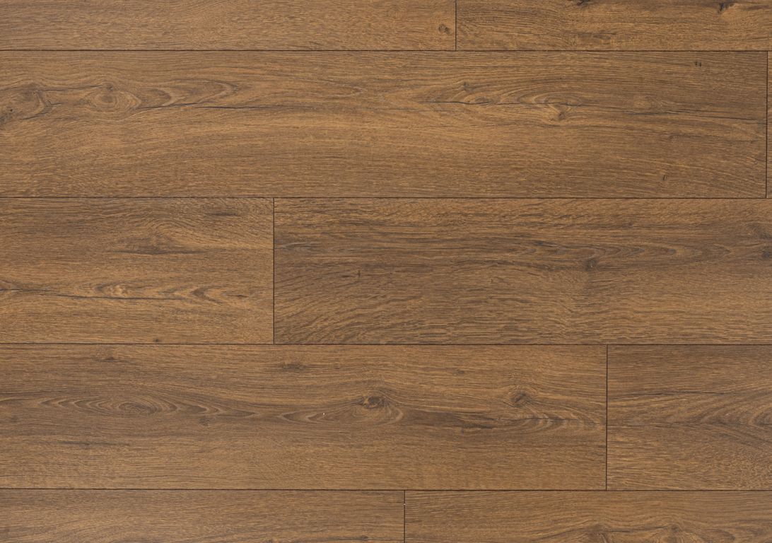 Sol stratifié QS CLASSIC HYDROSEAL Quick Step, aspect Bois chêne marron cacao, lame 19.00 x 120.00 cm