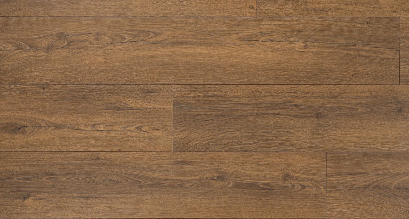 Sol stratifié QS CLASSIC HYDROSEAL Quick Step, aspect Bois chêne marron cacao, lame 19.00 x 120.00 cm