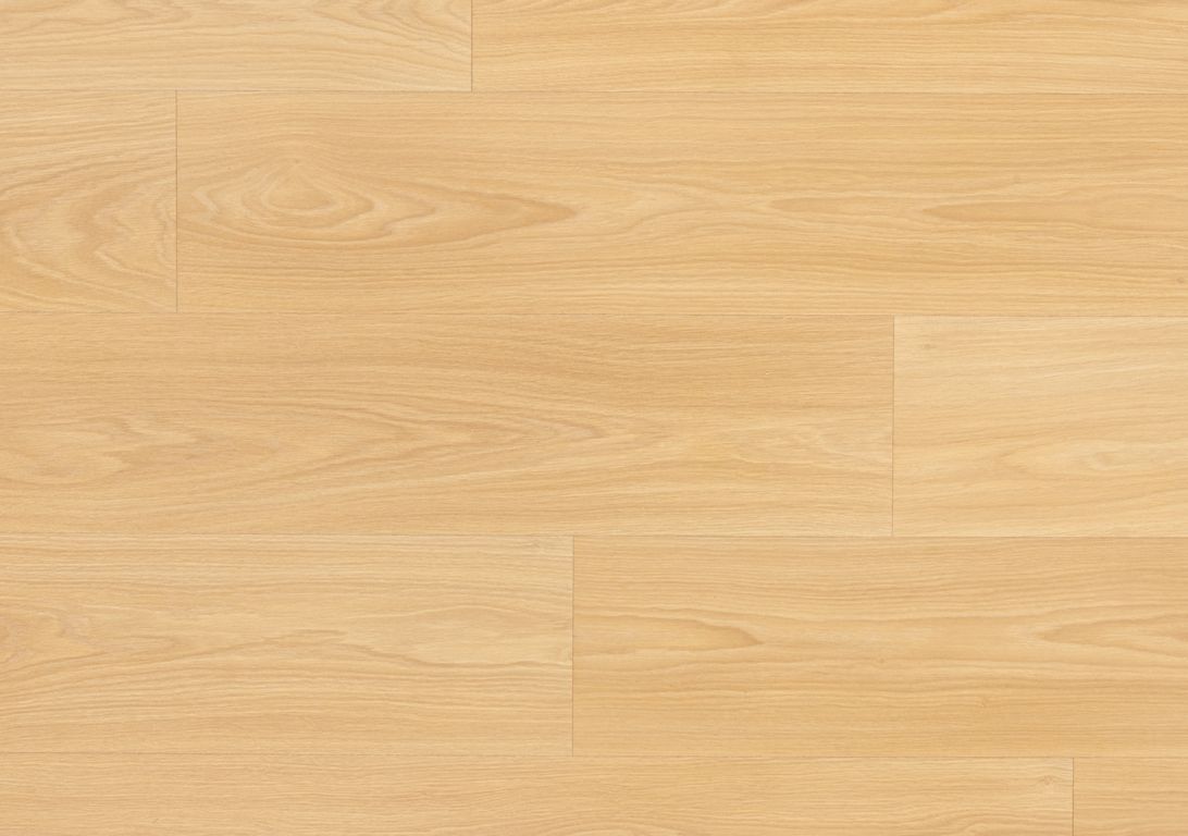 Sol stratifié QS CLASSIC HYDROSEAL Quick Step, aspect Bois chêne biscuit brun, lame 19.00 x 120.00 cm
