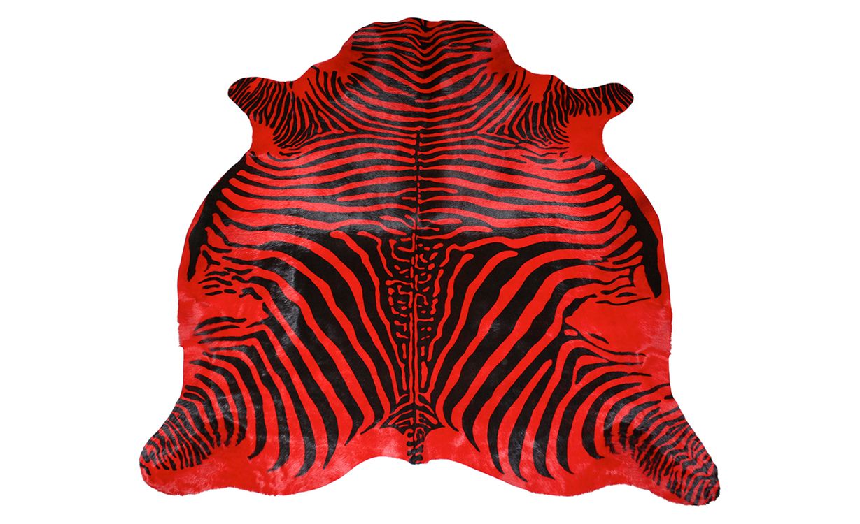 Tapis IMPRIME ZEBRE Tergus, peau de bête  rouge, dim 1.90 x 2.10 m
