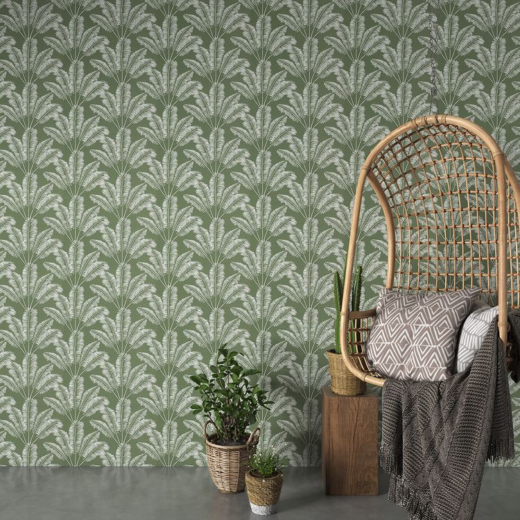 Papier peint TAVANNAH Caselio, 100% Intissé décor Floral / Végétal,  vert