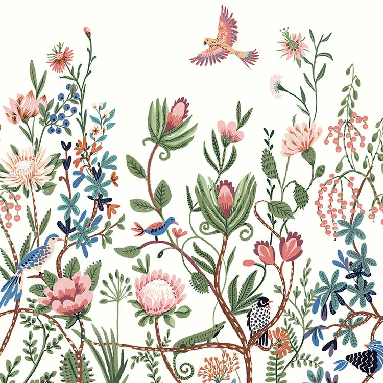 Papier peint Panoramique TESS , Intissé décor Floral / Végétal, Multicolore