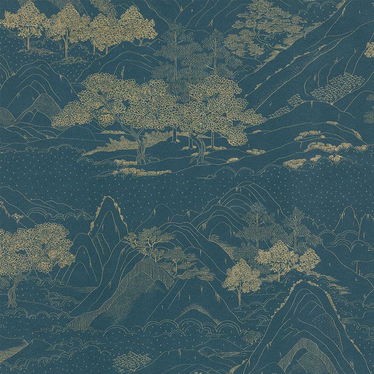 Papier peint TADASHI Caselio, 100% Intissé décor Graphique, bleu