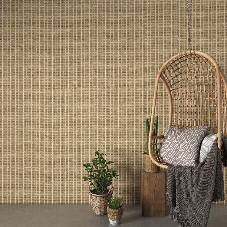 Papier peint CYRIEL Coordonné, Fibres textiles intissées décor Effet de matière, marron