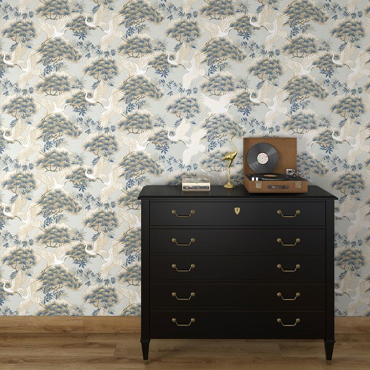 Papier peint CHIKUMA Coordonné, Intissé décor Floral / Végétal,  bleu