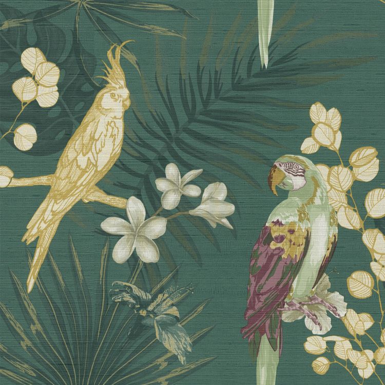 Papier peint MISA Montecolino, Vinyle sur intissé décor Floral / Végétal, vert