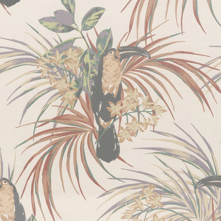 Papier peint LEONOR Initiales, Vinyle sur intissé décor Floral / Végétal, beige