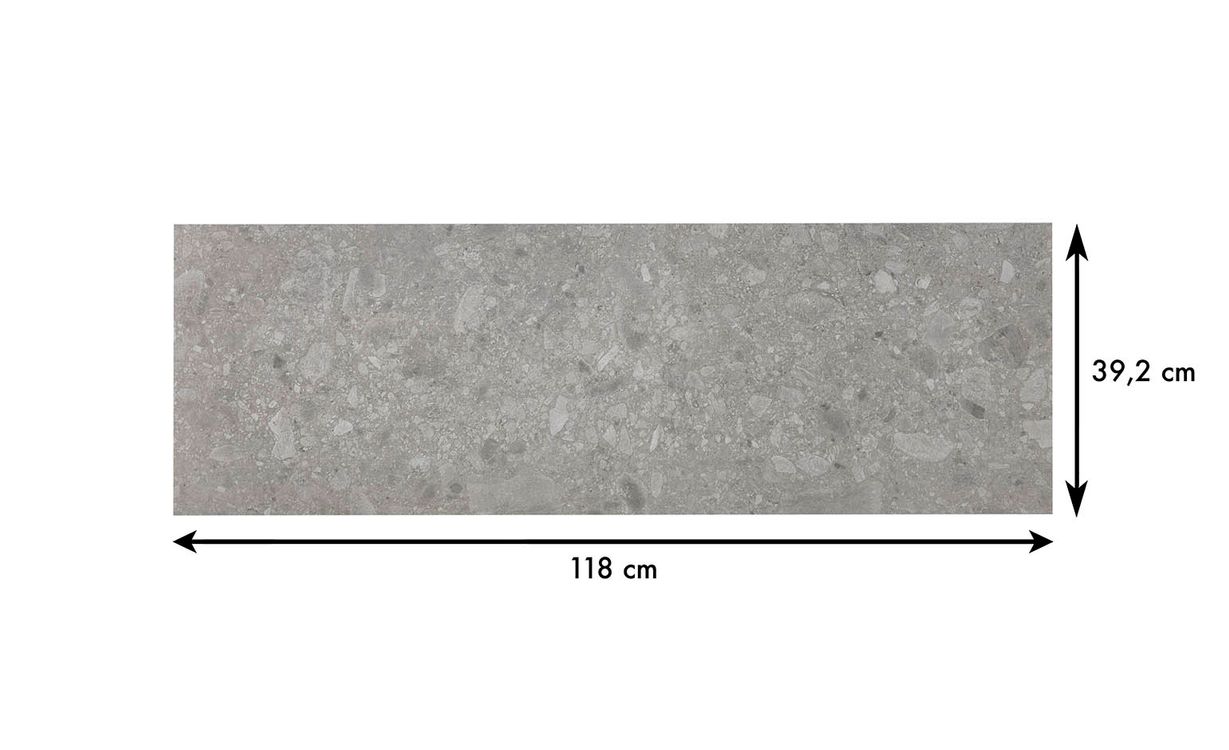 Revêtement minéral composite CERAMIN TILES SJ, terrazzo minéral gris clair, dalle 39.20 x 118.00 cm