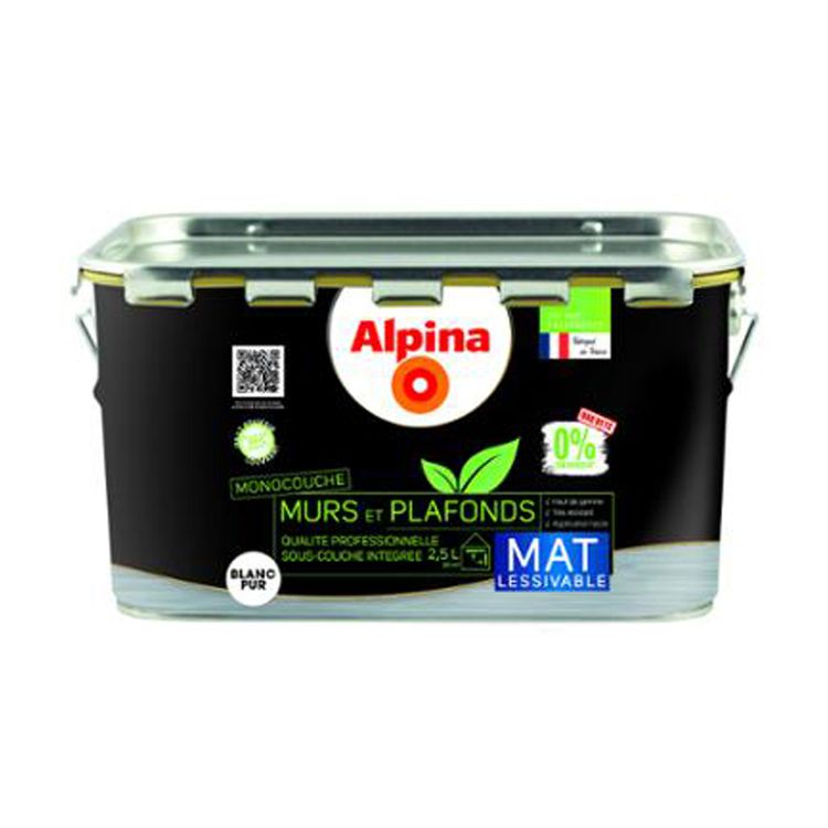 Peinture MUR & PLAFOND 0% CONSERVATEUR MAT ALPINA PREMIUM, BLANC