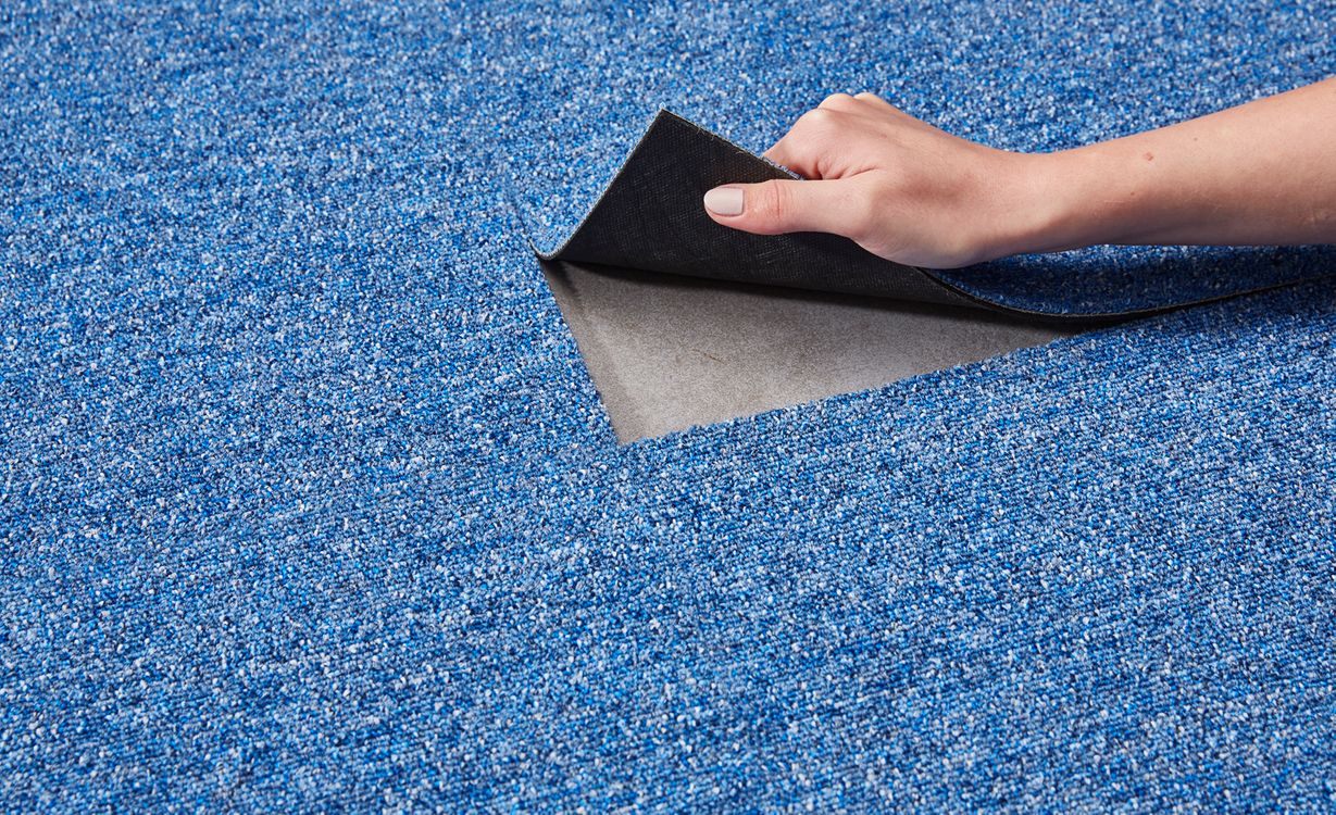 Dalle moquette ARIZONA, col bleu indigo, dim 50.00 x 50.00 cm