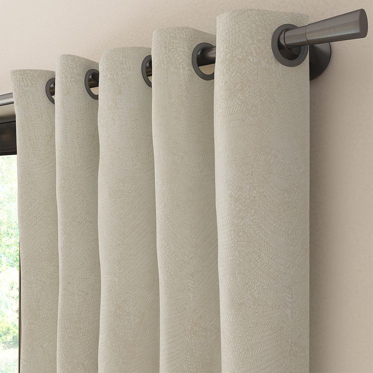 Rideau sur-mesure à partir du tissu FOLIAGE Tamisant, motif jacquard, Uni/faux uni, Galet