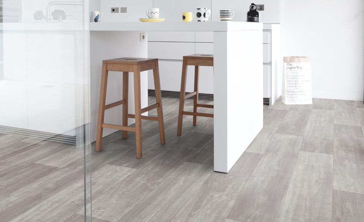 Sol vinyle rouleau TEXLINE Gerflor, Bois lame large gris, rouleau 4.00 m
