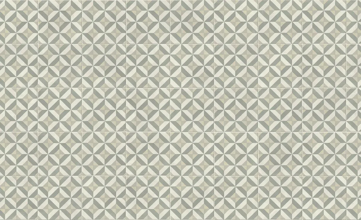 Sol vinyle rouleau TRENTO , Carreaux ciment géométrique beige et gris, rouleau 4.00 m