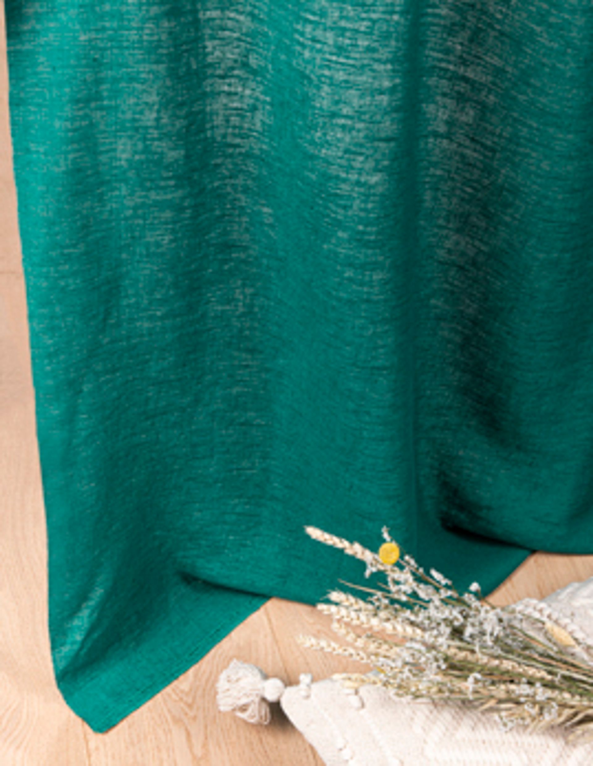 Panneau japonais sur-mesure à partir du tissu LINLAVE , , uni/faux uni, bleu vert
