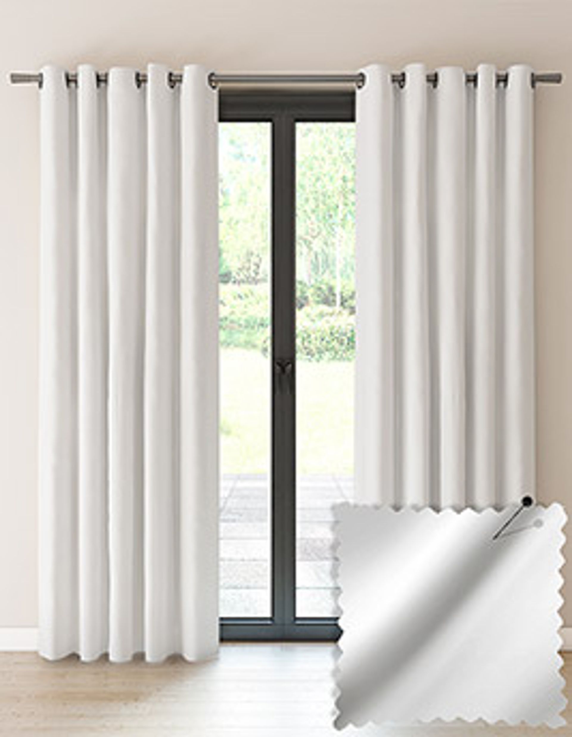 Rideau sur-mesure à partir du tissu CHINTZ , , uni/faux uni, blanc