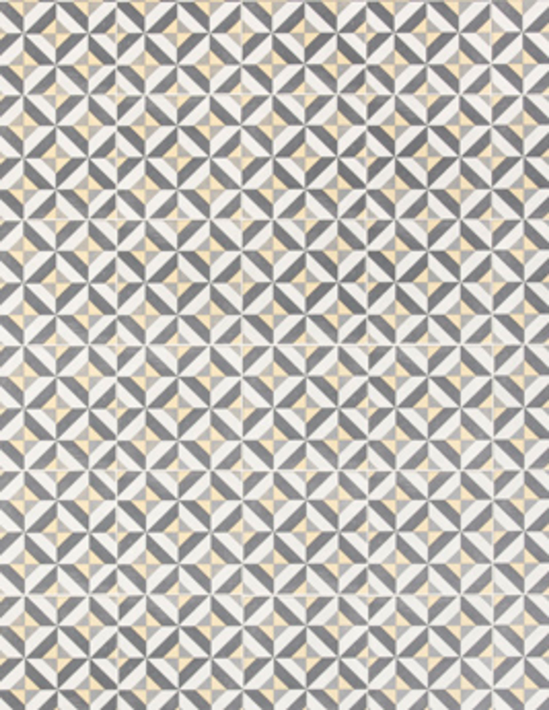 Sol vinyle rouleau TRENTO , Carreaux ciment géométrique jaune et gris, rouleau 4.00 m