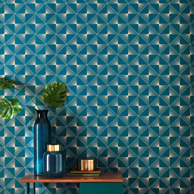 Papier peint LASER Caselio, Vinyle sur intissé décor Graphique, bleu