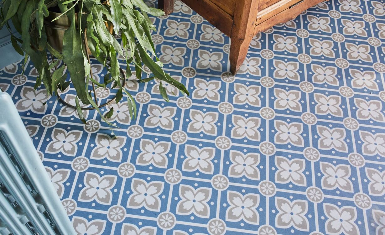 Sol vinyle rouleau TEXLINE 3M Gerflor, Carreaux ciment colorés, rouleau 3.00 m