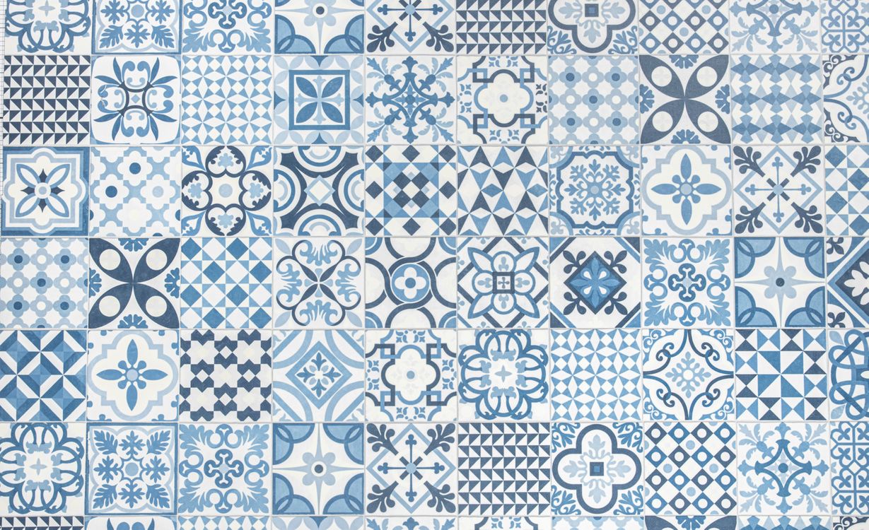 Sol vinyle rouleau MOONLIGHT , Carreaux ciment bleu, rouleau 4.00 m