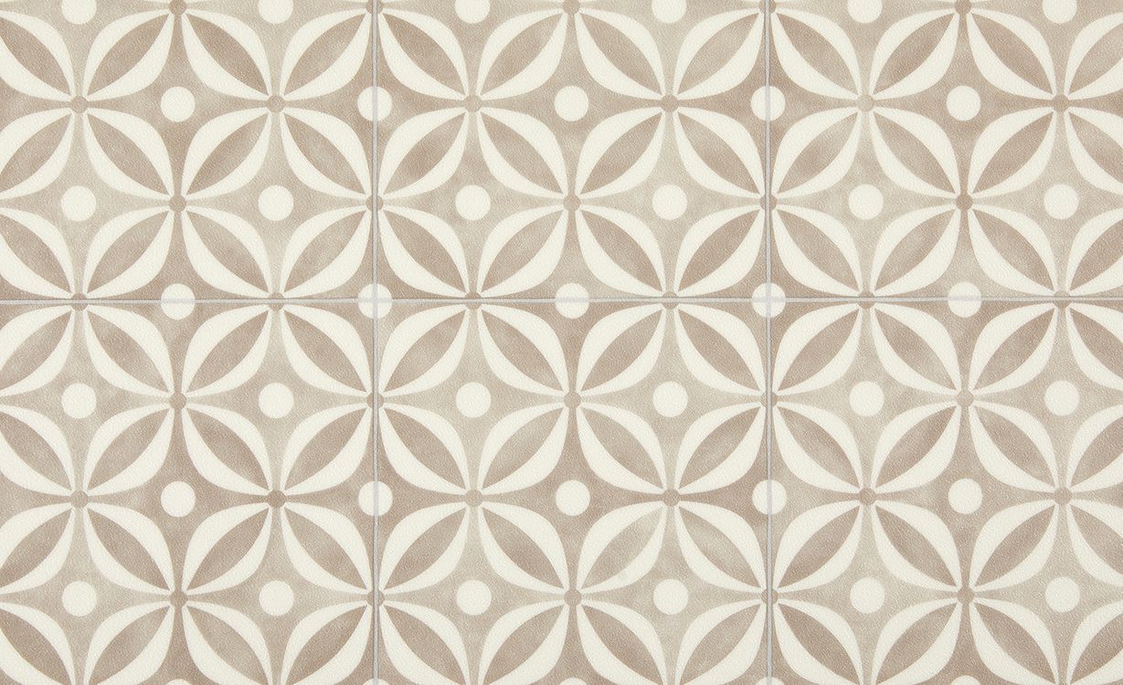 Sol vinyle rouleau COSMOLIKE , Carreaux ciment floral beige, rouleau 4.00 m