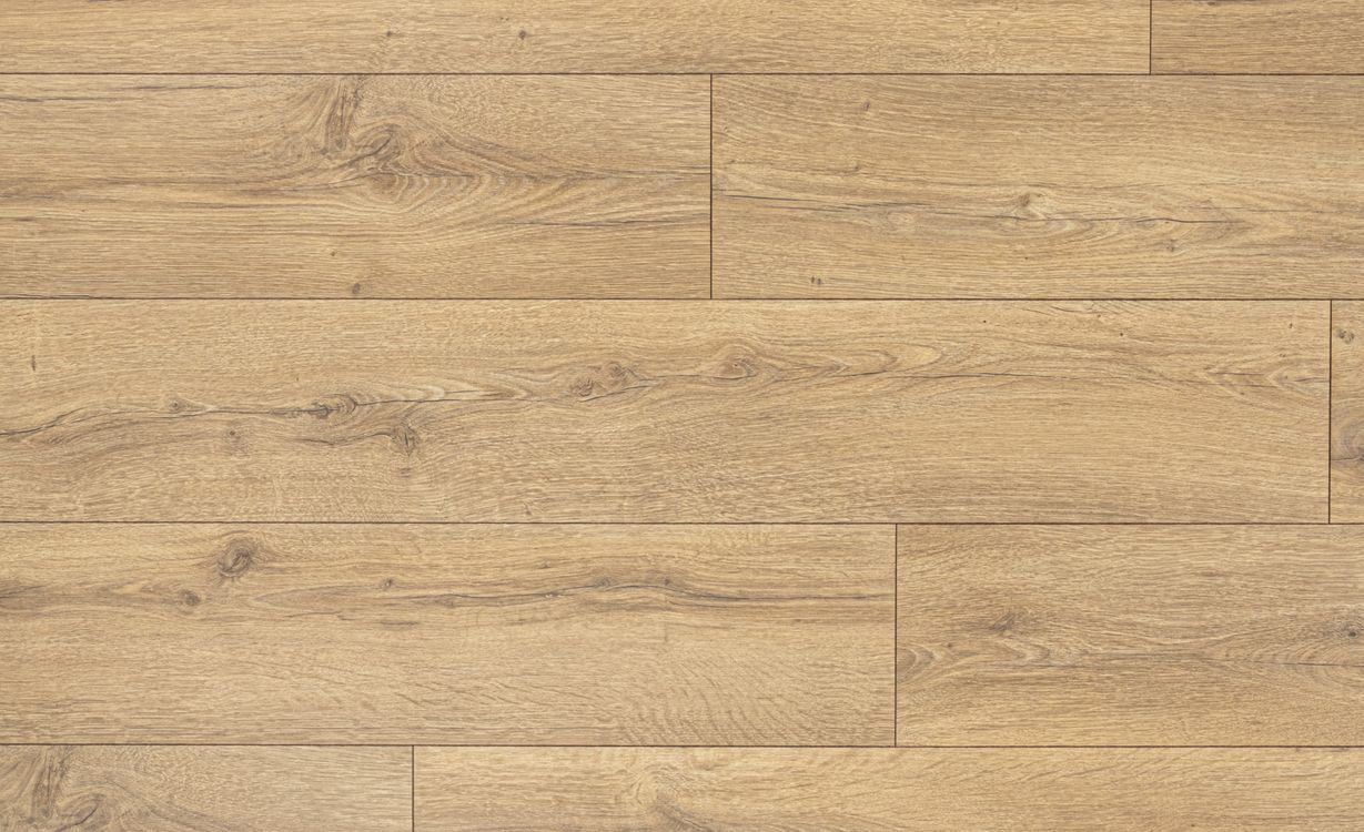 Sol stratifié QS CLASSIC HYDROSEAL Quick Step, aspect Bois chêne miel brun, lame 19.00 x 120.00 cm