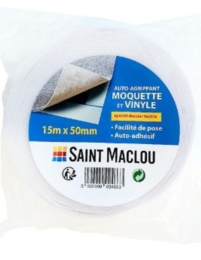 Auto aggripant 3M pour sols moquette et vinyle ,dossier feutre, l.5.00 cm x L.15.00 m
