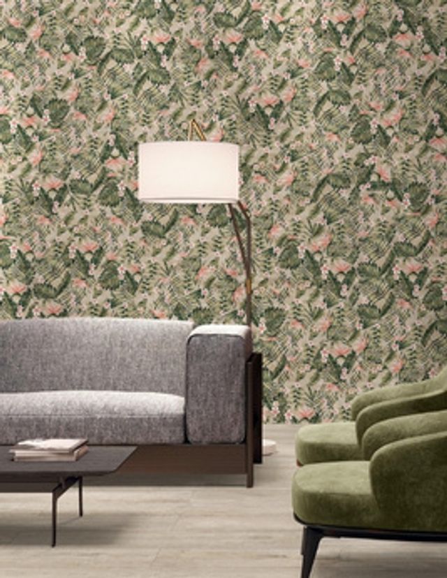 Carrelage TROPICAL DECOR, aspect bois motif végétal, dim 23.00 x 27.00 cm