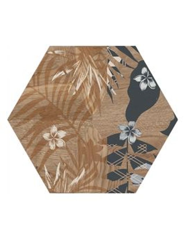Carrelage TROPICAL DECOR, aspect bois motif végétal, dim 23.00 x 27.00 cm