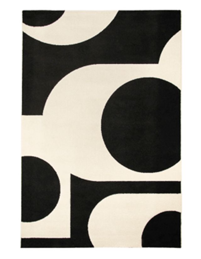 Tapis LEANDRO , géométrique noir blanc
