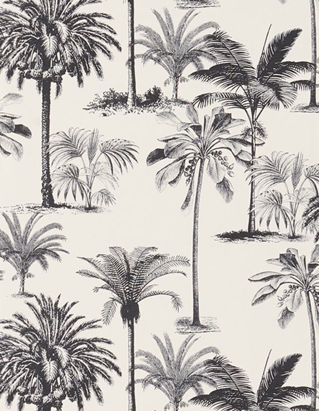 Papier peint HAWAÏ Decoprint, Vinyle sur intissé décor Floral / Végétal, noir et blanc